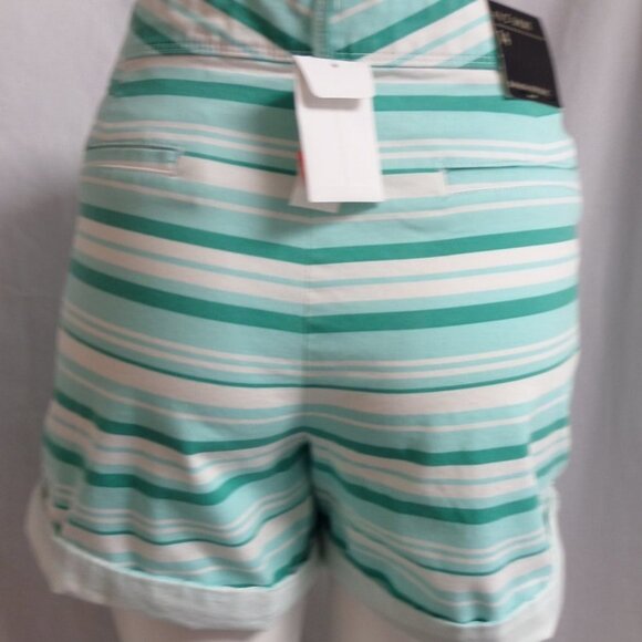 "BANANA REPUBLIC" TURQUOISE STRIPED WALKING ROLLED LEGS SHORTS SIZE: 14 NWT - Picture 3 of 3